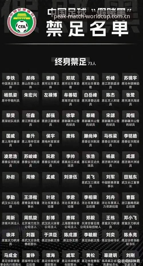 中国足协第三批禁足名单详解：孟惊、丁勇等65人受罚